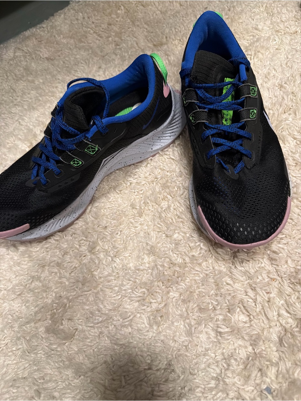 Nike women’s Black Sneakers with Blue, Pink and Green Accents